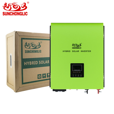 Sunchonglic 48v 5kva 3000w pure sine wave 60A mppt hybrid solar inverter with 30A AC charger 470x385x155mm